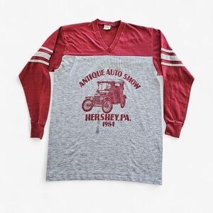 Vintage 1984 Hershey Antique Auto Car Show Jersey Style Long Sleeve Tee Shirt XL